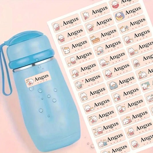 210/510/900PCS,Bunny squirrel stickers,Customized waterproof name stickers for children, personal colorful water bottle stationery stickers, suitable for any situation