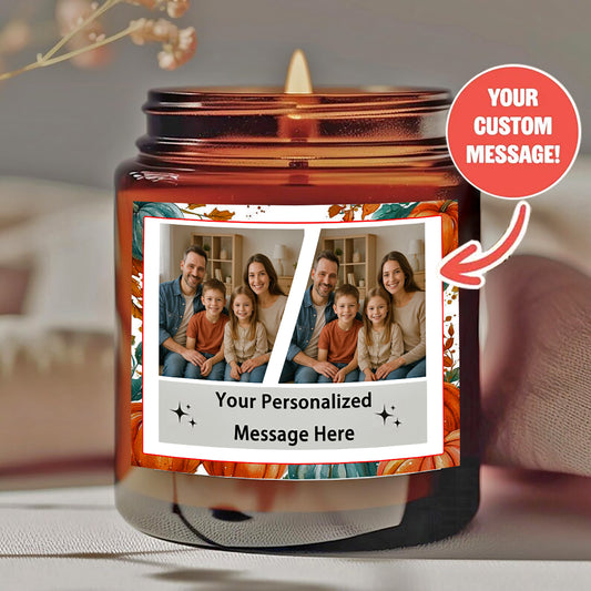 1 personalized candle - customized photos and text, transparent color can - long-lasting soy wax (burning time over 12 hours) - wedding, Valentine's Day, birthday, bridesmaid gift - personalized souvenir gift, event candle