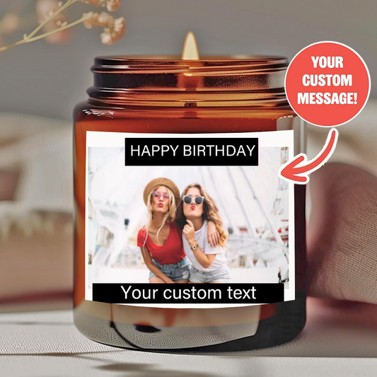 Personalized Halloween Scented Candle - "Trick or Treat" Design with Custom Message - Smokeless Natural Wax in Amber Jar - Unique Halloween Gift for Him/Her