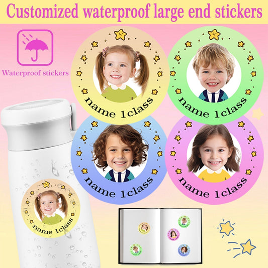 48PCS, personalized label headshots - Custom name stickers for water bottles, cups and stationery - transparent and waterproof and stationery - removable waterproof name stickers - supports photo + text customization -YF
