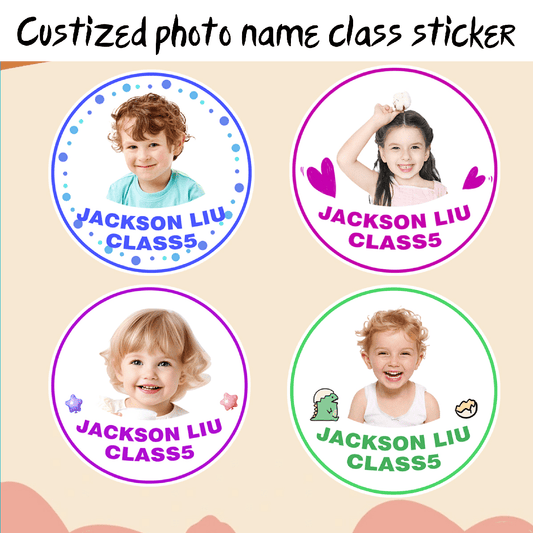 54/108PCS Children's photo name stickers,custom stickers for kindergarten school opening stationery cup stickers,waterproof name label -YF