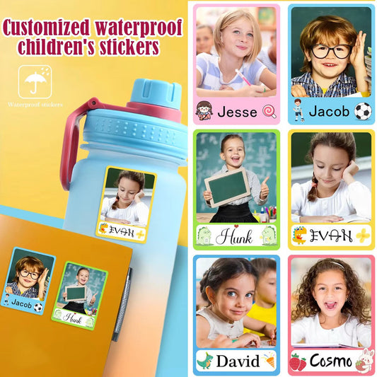 Personalized Label Stickers -Custom Name Stickers for Water Bottles, Cups, and Children's Kindergarten Stationery Waterproof-YF