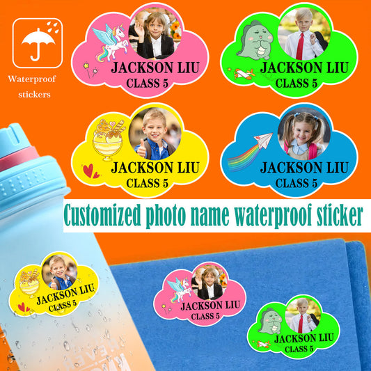 36/72PCS personalized label stickers - Custom name stickers for water bottles, cups and stationery - Transparent and waterproof and stationery - Removable waterproof name stickers - supports photo + text customization-YF