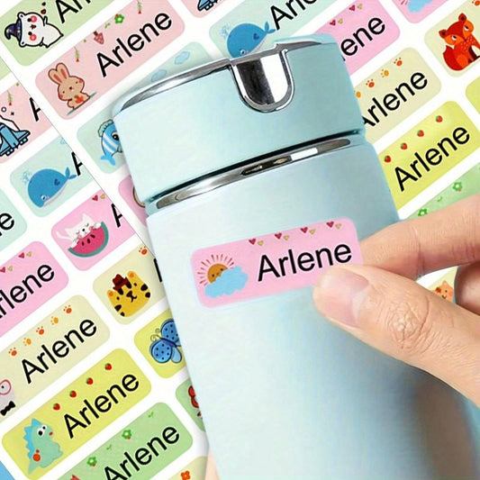 210/510/900PCS,Customized Name Sticker, Personalized Label Name Sticker, Waterproof Cartoon Pattern Sticker for Water Cup Stationery