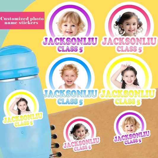 Children's name stickers, custom photo stickers for kindergarten and primary school opening,waterproof and non-fading labels-YF