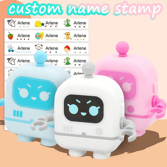 (90PCS stickers+1PC stamp set)Customized children's space name stamps, clothing personalized waterproof stamps, and men's and women's personalized ink stamps
