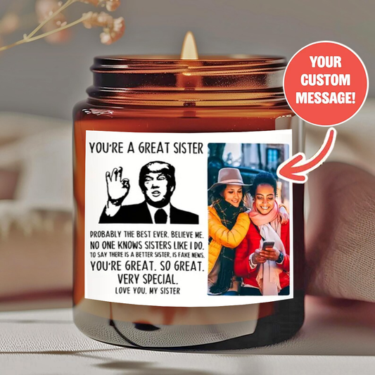 Personalized scented candles - "possibly the best ever" design and custom information - smokeless natural wax in amber jars - offer him/her a unique holiday gift-YF