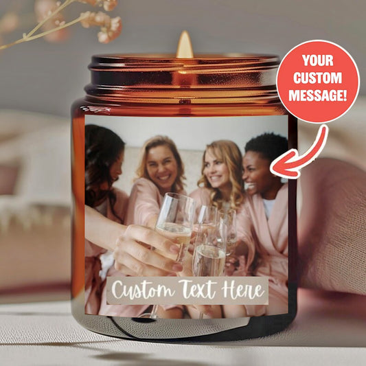 Personalized scented candles - Customize your photo and text designs and custom messages - smokeless natural wax in amber jars - offer him/her a unique holiday gift-YF
