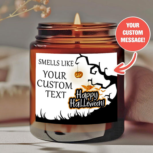 Personalized scented candles - "Smell like..." Design and custom information - Smokeless natural wax in amber jars - Offer him/her a unique holiday gift-YF
