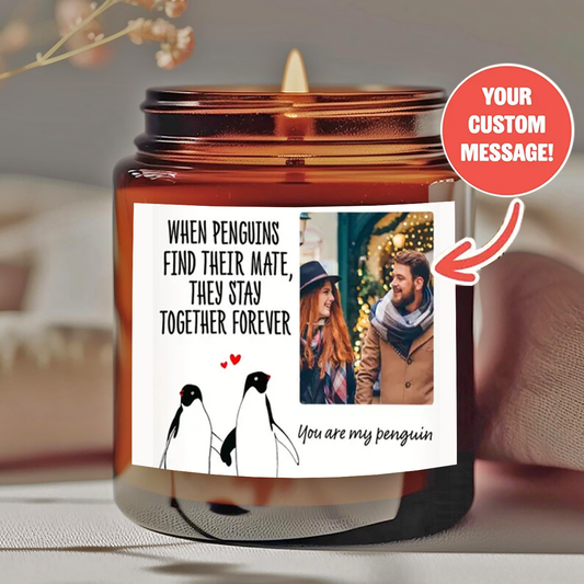 1 personalized candle - customized photos and text, transparent color can - long-lasting soy wax (burning time over 12 hours) - wedding, Valentine's Day, birthday, bridesmaid gift - personalized souvenir gift, event candle