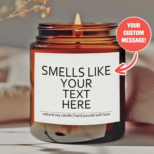 [Personalized Soy Wax Candle] Personalized Soy Wax Candle - Custom Text Message, Long-Lasting Burn Time (12+ Hours), Elegant Minimalist Label - Valentine's, Mother's, Father's, Christmas, Thanksgiving, Halloween Gift - Home Decor Candle in Clear Jar - Ide