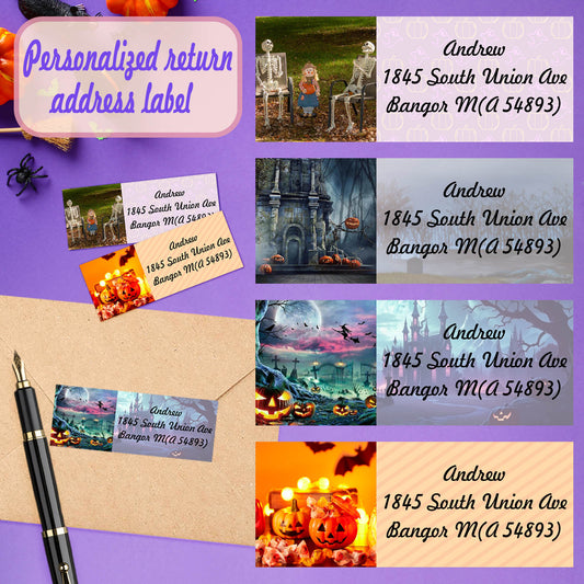 36/72PCS, personalized Halloween headbutt stickers - Custom name stickers for water bottles, cups and stationery - transparent and waterproof and stationery - supports text customization: Water cup stickers, waterproof and tear-resistant material -YF