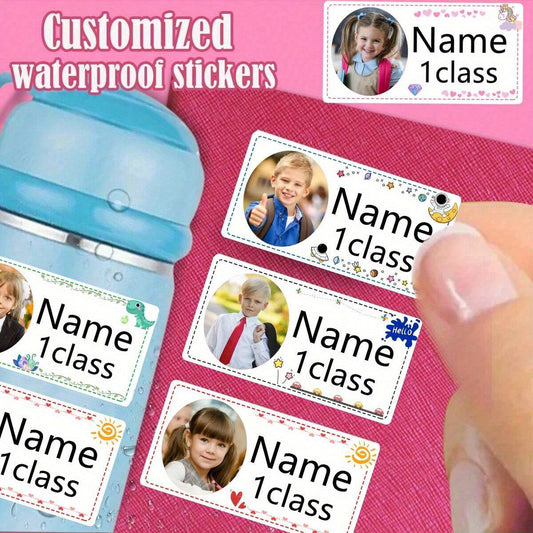 52/104pcs of cute and fun avatar stickers can be customized. Name and text, 4cm rectangular creative stickers, planner, water cup, email, DIY magic tool decoration