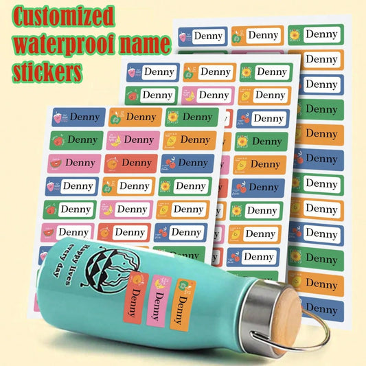 210/510/900PCS，Fruit custom name stickers，Customized waterproof name stickers for children, personal colorful water bottle stationery stickers, suitable for any situation
