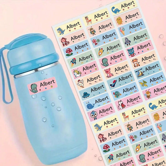 210/510/900PCS，Customized waterproof name stickers for children, personal colorful water bottle stationery stickers, suitable for any situation